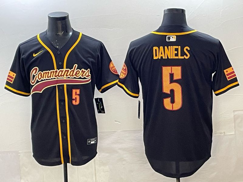 Men 2025 Nike Washington Commanders #5 Daniels Black 3th generation Joint Name Limited NFL Jersey 004